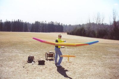 Dr. Mark Drela launching the original Bubble Dancer.